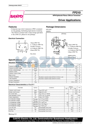 FP210 datasheet - NPN Epitaxial Planar Silicon Transistor Driver Applications