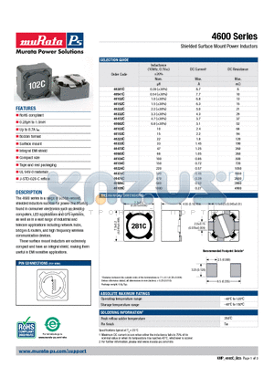 46102C datasheet - Shielded Surface Mount Power Inductors