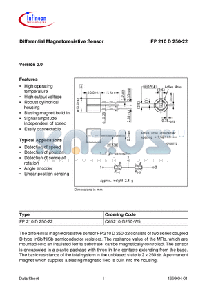 FP210D250-22 datasheet - Differential Magnetoresistive Sensor