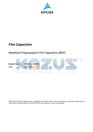 B32612A0683 datasheet - Film Capacitors Metallized Polyester Film Capacitors (MKT)