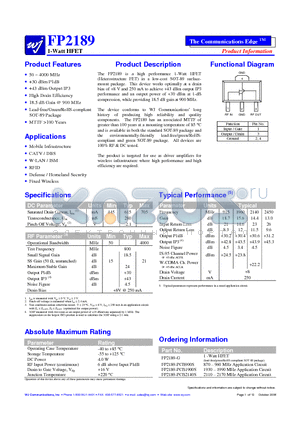 FP2189 datasheet - 1-Watt HFET