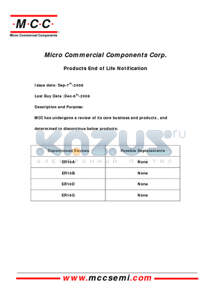 ER10A_08 datasheet - 10 Amp Super Fast Recovery Rectifier 50 to 400 Volts