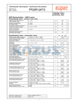 FP25R12KT3 datasheet - IGBT-inverter