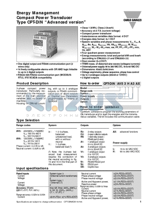 CPT-DINAV61HDBAX datasheet - Energy Management Compact Power Transducer