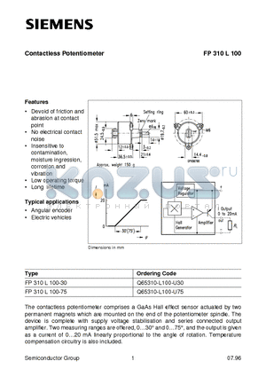 FP310L100-75 datasheet - Contactless Potentiometer