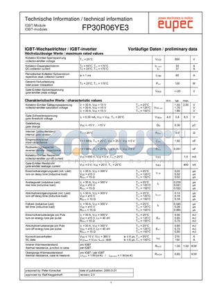 FP30R06YE3 datasheet - IGBT-modules