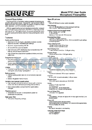 FP23 datasheet - Model FP23 User Guide Microphone Preamplifier