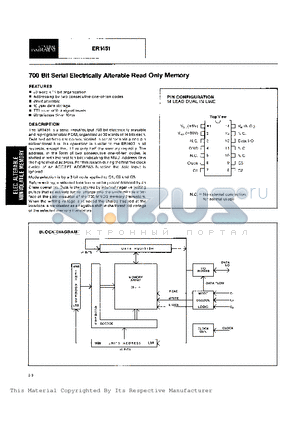 ER1451 datasheet - 700 Bit Serial Electrically Alterable Read Only Memory