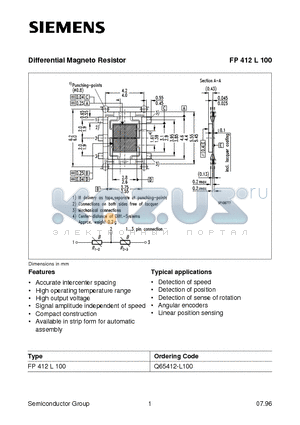 FP412L100 datasheet - Differential Magneto Resistor