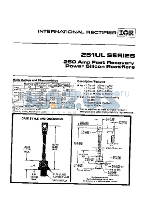 251UL datasheet - 250 AMP Fast Recovery Power Silicon Rectifiers