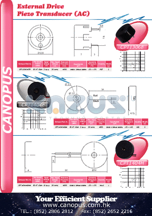 CPT1404H datasheet - External Drive Piezo Transducer (AC)