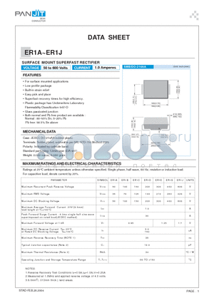 ER1A datasheet - SURFACE MOUNT SUPERFAST RECTIFIER