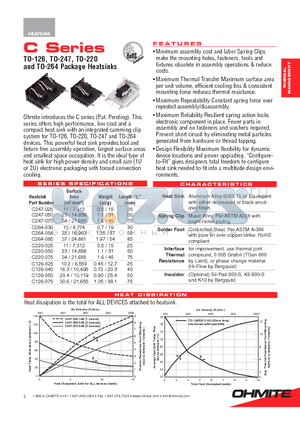 C220-050 datasheet - TO-247, TO-220 and TO-264 Package Heatsinks