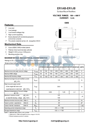 ER1AB datasheet - Surface Mount Rectifiers