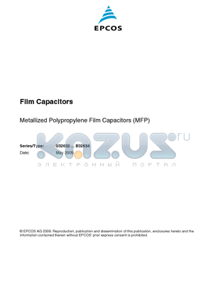 B32632B1102 datasheet - Metallized Polypropylene Film Capacitors (MFP)