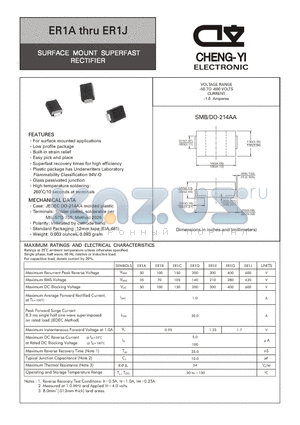 ER1C datasheet - SURFACE MOUNT SUPERFAST RECTIFIER