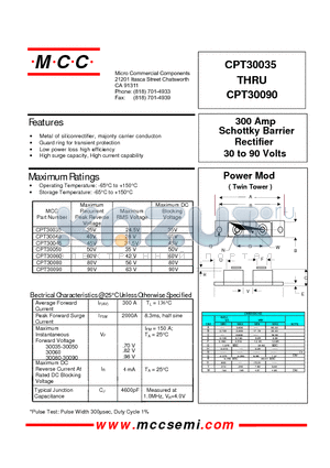 CPT30035 datasheet - 300 Amp Rectifier 30 to 90 Volts Schottky Barrier