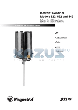 822-1002-C01 datasheet - Kotron^ Sentinel Models 822, 832 and 842