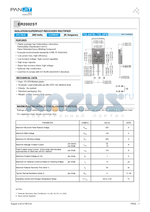 ER2002ST datasheet - ISOLATION SUPERFAST RECOVERY RECTIFIER