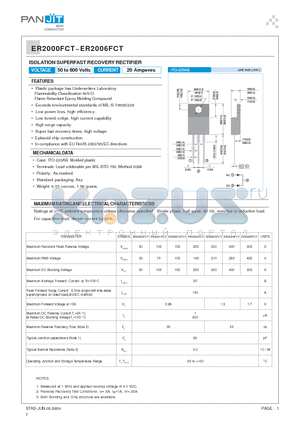 ER2003FCT datasheet - ISOLATION SUPERFAST RECOVERY RECTIFIER