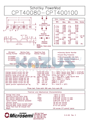 CPT400100 datasheet - Schottky PowerMod