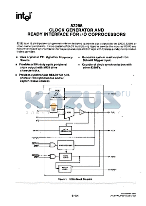 82285 datasheet - CLOCK GENERATOR AND READY INTERFACE FOR I/O COPROCESSORS