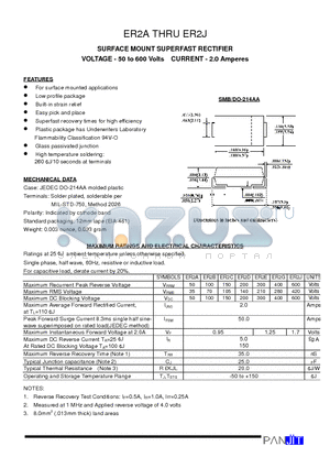 ER2A datasheet - SURFACE MOUNT SUPERFAST RECTIFIER(VOLTAGE - 50 to 600 Volts CURRENT - 2.0 Amperes)