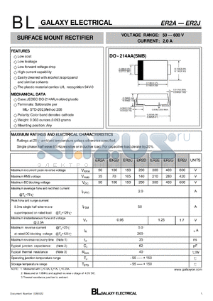 ER2A datasheet - SURFACE MOUNT RECTIFIER