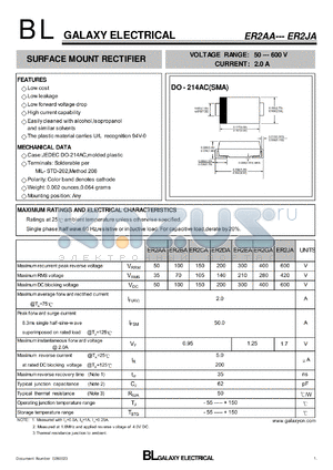 ER2AA datasheet - SURFACE MOUNT RECTIFIER