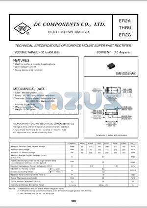 ER2C datasheet - TECHNICAL SPECIFICATIONS OF SURFACE MOUNT SUPER FAST RECTIFIER