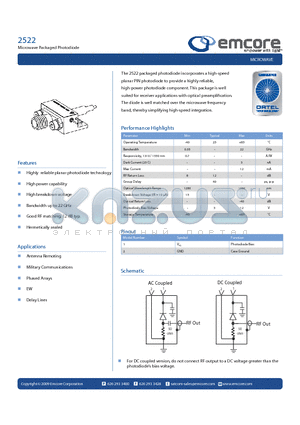 2522A-SF-AC-SA datasheet - Microwave Packaged Photodiode