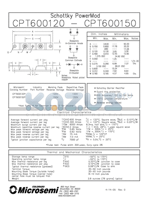 CPT600120 datasheet - SCHOTTKY POWERMOD