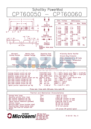 CPT60060 datasheet - SCHOTTKY POWERMOD