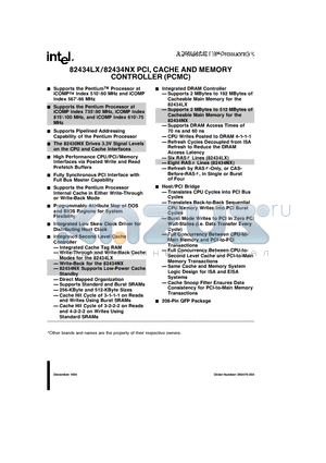 82434LX datasheet - PCI, CACHE AND MEMORY CONTROLLER PCMC