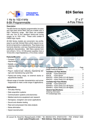 824H8B datasheet - 2 X 2 4-Pole Filters