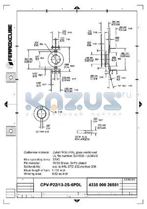 CPV-P13-2S-6PDL-Z datasheet - CPV-P22/13-2S-6PDL-Z