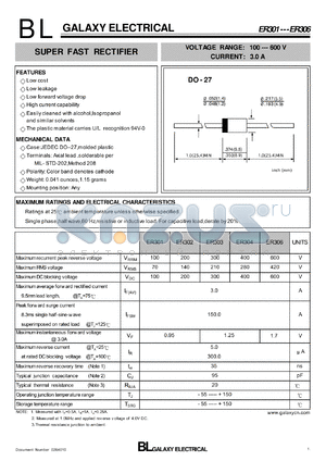 ER302 datasheet - SUPER FAST RECTIFIER