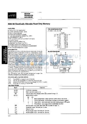 ER3400 datasheet - 4096 Bit Electrically Alterable Read Only Memory