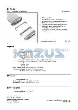 8250-7006 datasheet - D Sub Plug Connector, 50 Position