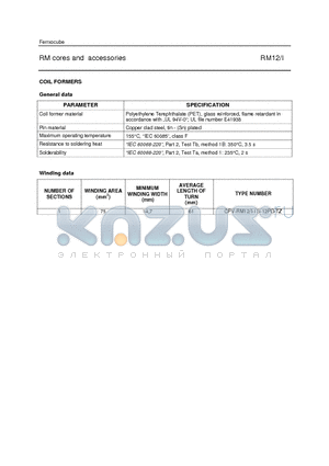 CPV-RM12-1S-12PD-TZ datasheet - RM cores and accessories