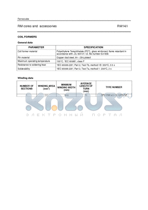 CPV-RM14-1S-12PD-TZ datasheet - RM cores and accessories