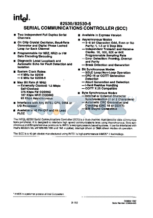 82530-6 datasheet - SERIAL COMMUNICATIONS CONTROLLER (SCC)