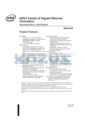 82541 datasheet - Family of Gigabit Ethernet Controllers