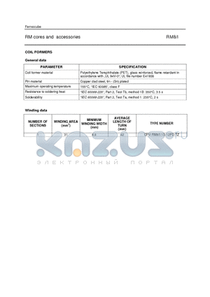 CPV-RM8-1S-12PD-TZ datasheet - RM cores and accessories