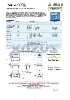 ACT1100 datasheet - Standard Clock Oscillators