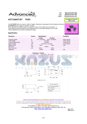 ACT1525AT datasheet - HCMOS Digitally Temperature Compensated Crystal Oscillators