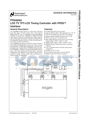 FPD48084 datasheet - LCD TV TFT-LCD Timing Controller with PPDS