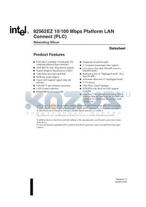 82562EZ datasheet - 82562EZ 10/100 Mbps Platform LAN Connect (PLC)