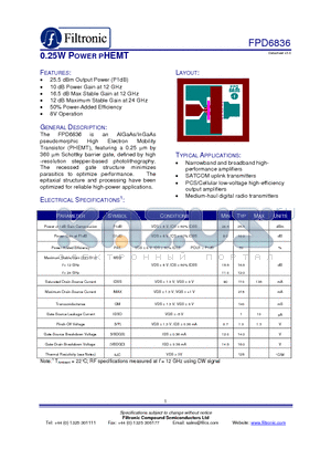 FPD6836 datasheet - 0.25W POWER PHEMT