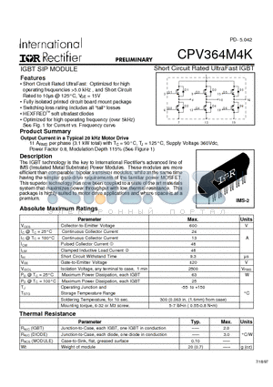 CPV364M4K datasheet - IGBT SIP MODULE